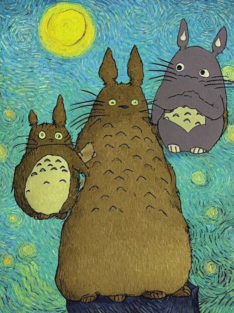 Image similar to “Totoro by Vincent Van Gogh”