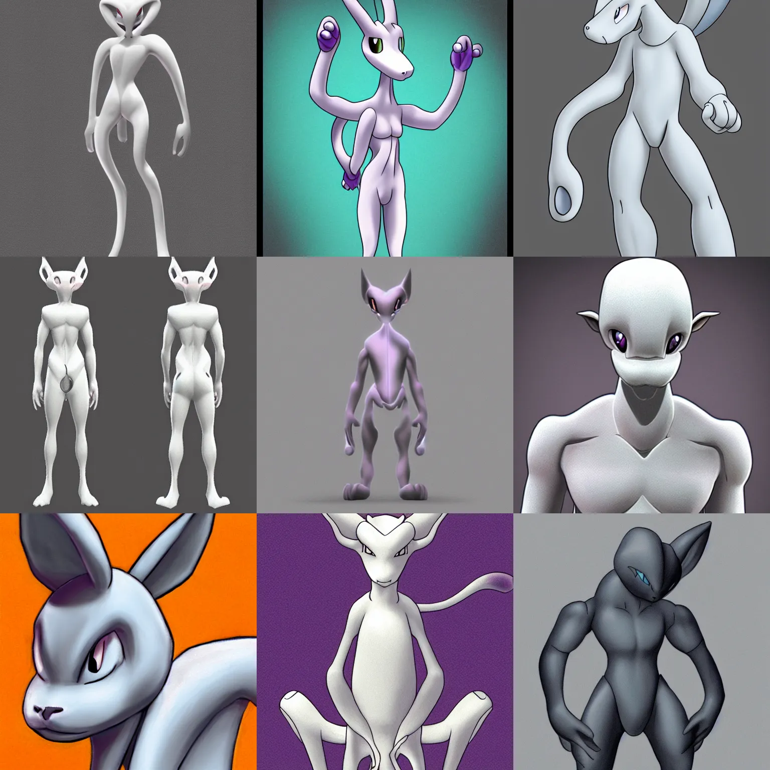 Prompt: anthromorphic mewtwo, furaffinity