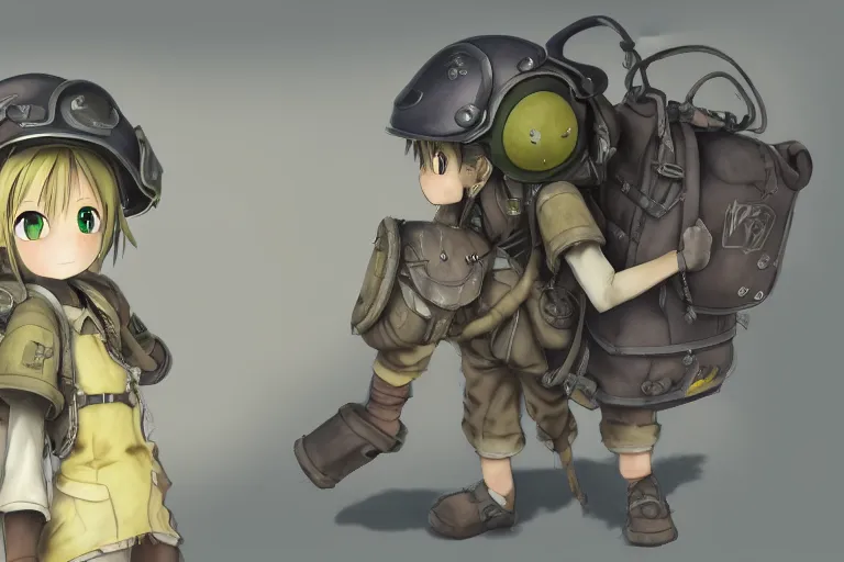 Prompt: made in abyss riko concept art, official anime key media, backpack, pith helmet, super detailed face and green eyes, yellow hair, WLOP, kuvshinov, Tran Ross, trending on artstation, hyperdetailed, Unreal Engine 4k, 8k, ultra HD