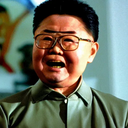 Image similar to movie still of Kim Jong-il wearing a white hockey mask in the role of Jason Voorhees from Friday the 13th (1980), Cooke Varotal 20-100mm T3.1, 35mm film