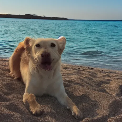 Prompt: lemon relaxing on the beach