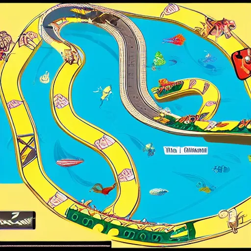 Image similar to Atlantis underwater kingdom world top down fzero wave racer 64 racetrack layout.