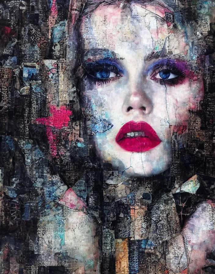 cold girl detailed analogue mixed media collage with | Stable Diffusion ...