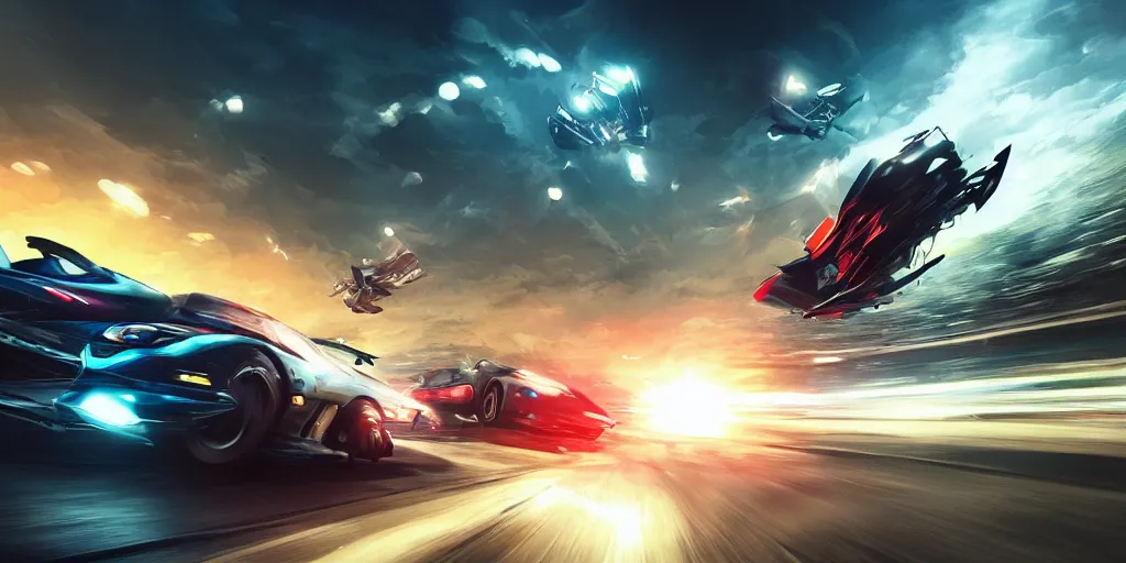Prompt: a commercial art for a racing movie with lot of motion blur, cinematic, dramatic, artstation, epic