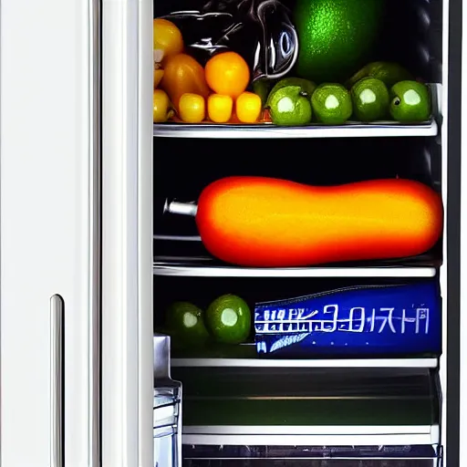 Image similar to product photoshoot of clean modern hand crafted super futuristic fridge pro display xpr luxury smooth color metal white silver with black leather padding well design ultrareallistic detailed high quality 8 k photorealistic ultra realistic