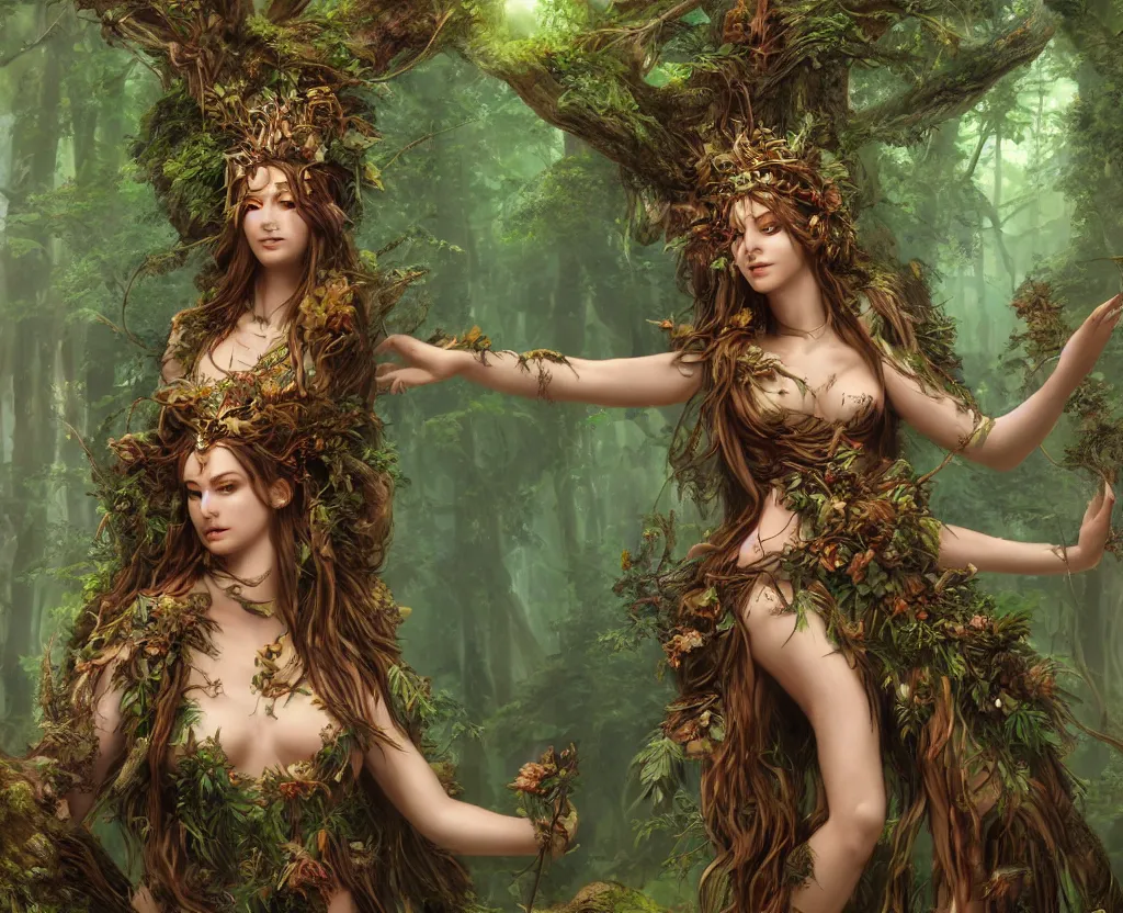 Image similar to goddess of the forest, trending on artstation, 8k, incredible detail