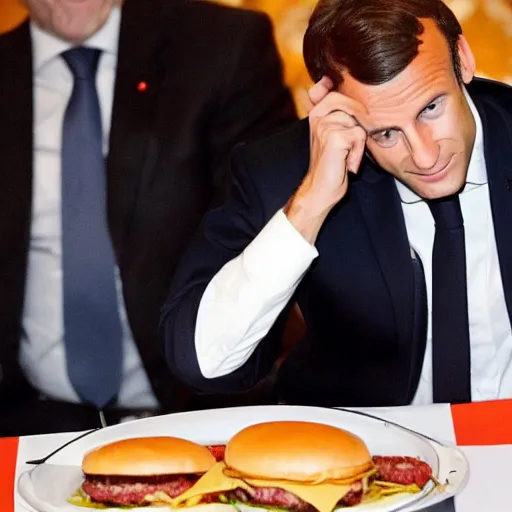 Image similar to emmanuel macron eating burger
