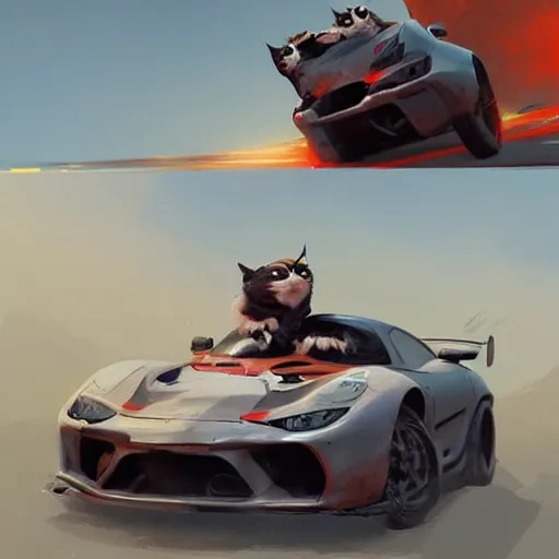 Image similar to 🏎️🐈 ,Greg rutkowski, Trending artstation, cinematográfica, digital Art