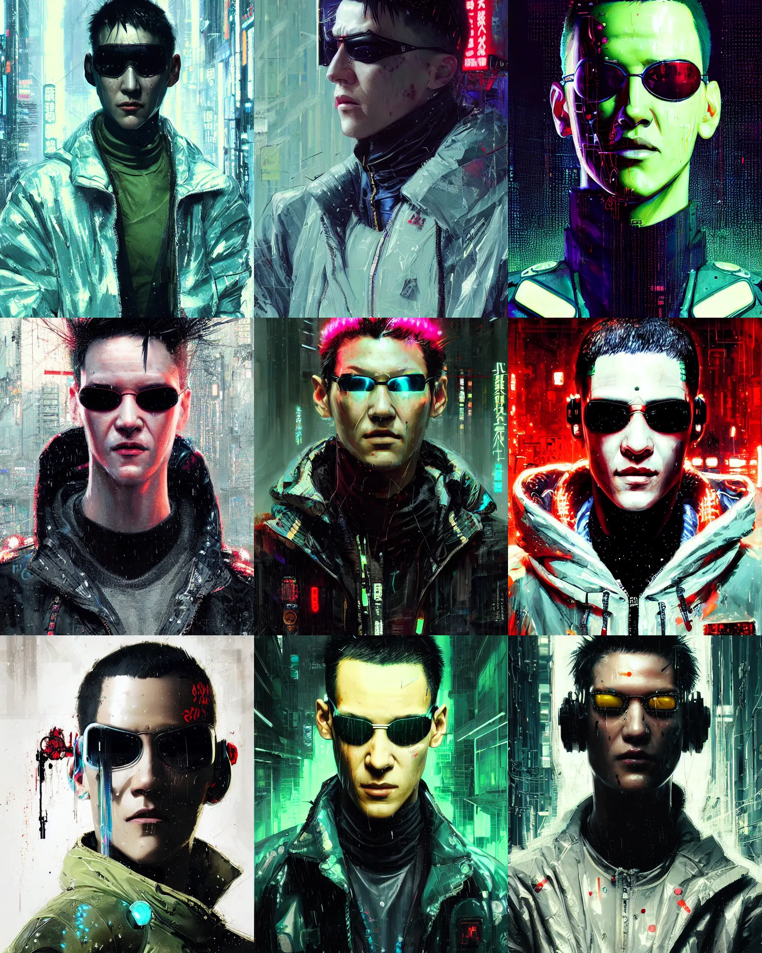 Prompt: detailed portrait the matrix, cyberpunk futuristic neon, reflective puffy coat, decorated with traditional Japanese ornaments by Ismail inceoglu dragan bibin hans thoma greg rutkowski Alexandros Pyromallis Nekro Rene Maritte Illustrated, Perfect face, fine details, realistic shaded, fine-face, pretty face