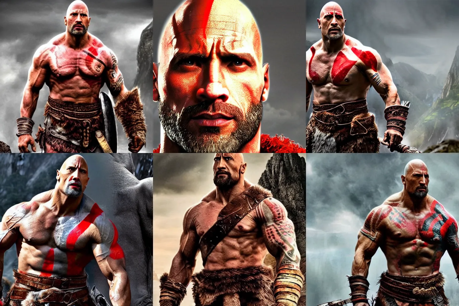 Image similar to Dwayne Johnson as God of war