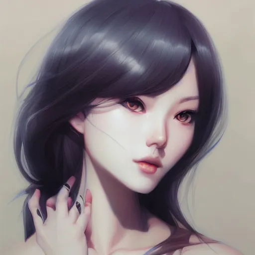 Image similar to portrait of a beautiful woman by artgerm, sakimichan, krenz cushart