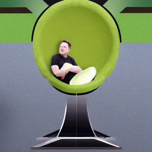 Image similar to elon musk as an avocado chair
