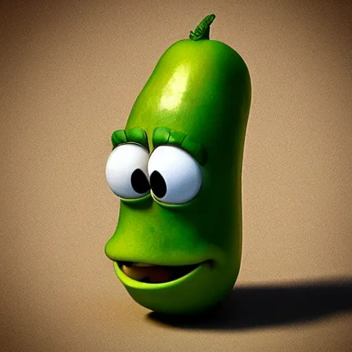Prompt: “Pixar frightened pickle character .high resolution. 3d.cute”