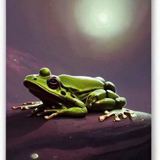 Image similar to a frog on a mysterious planet named kapla - n 9 - i by greg rutkowski, by artgem