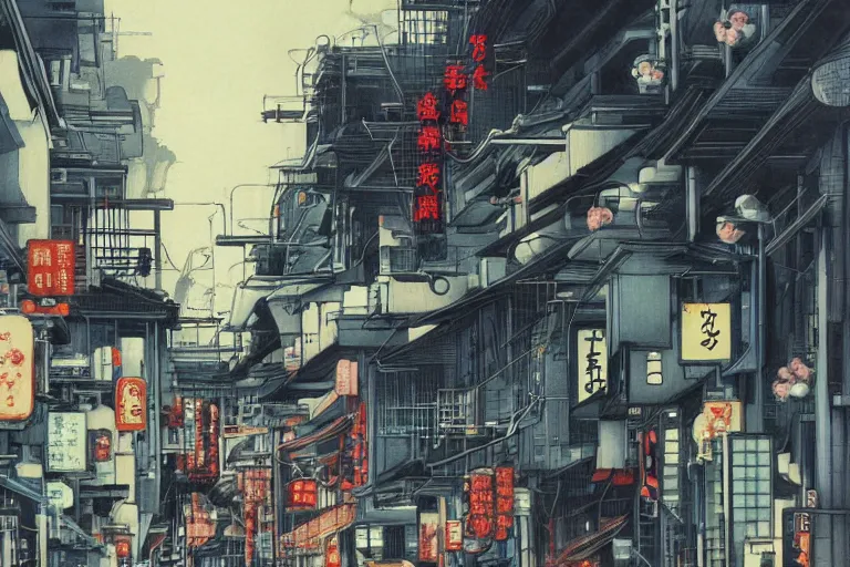 Image similar to japanese science - fiction street, zeen chin