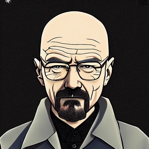 Image similar to Walter white, anime, detailed, dark, sad, 4k