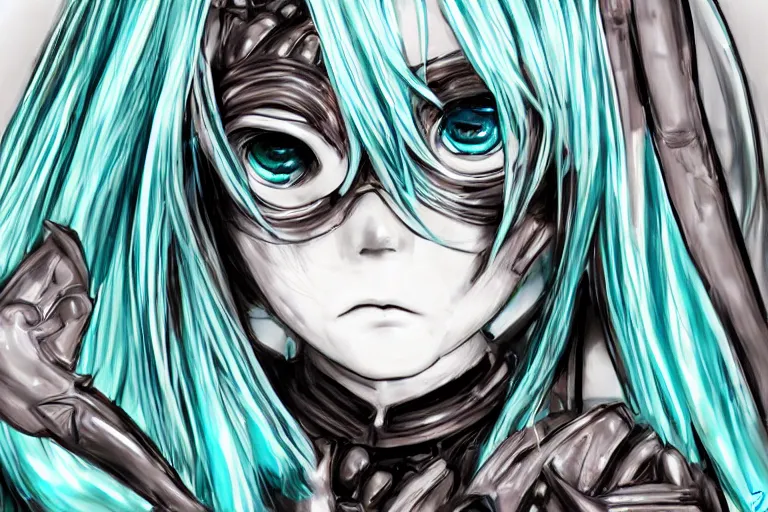 Prompt: miku in the style of hr giger