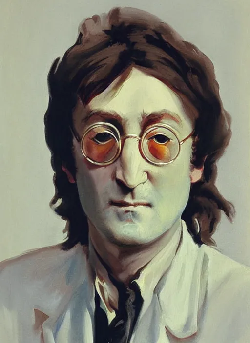 Image similar to portrait painting of john lennon by john singer sargent