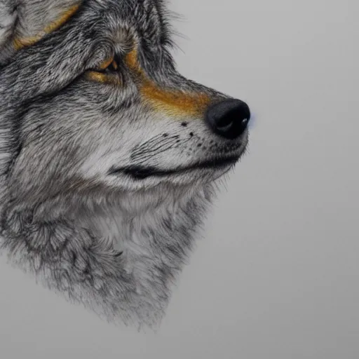 Prompt: a close-up of an anthro mexican gray wolf face wearing a yellow raincoat from Dark (Netflix series), pencil drawing