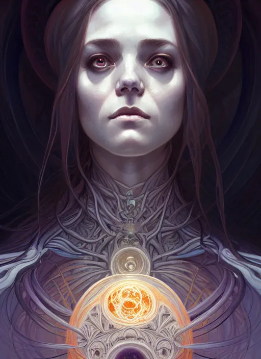 Image similar to symmetry!! portrait of female, cosmic horror, lovecraftian horror, intricate, horror!! highly detailed, digital painting, artstation, concept art, smooth, sharp focus, illustration, art by artgerm and greg rutkowski and alphonse mucha and junji ito, 8 k