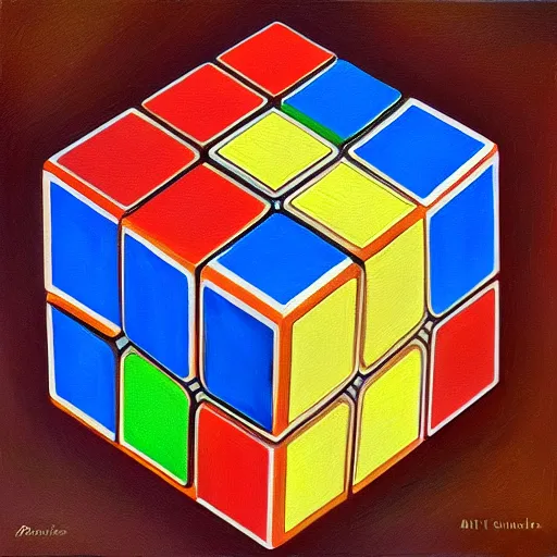 Prompt: A Rubik's cube, trending on artstation, oil on canvas