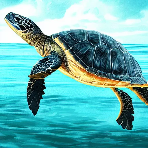 Image similar to a turtle riding a whale in the sea, 8k, digital art, photorealistic