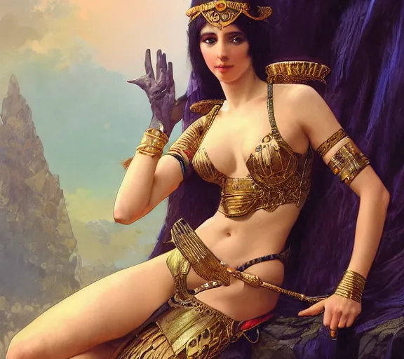 Prompt: photography of sensual cleopatra with hands - up, deep focus, intricate, elegant, highly detailed, digital painting, artstation, concept art, matte, sharp focus, illustration, art by artgerm and greg rutkowski and alphonse mucha and gil elvgren