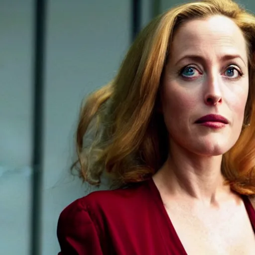 Prompt: Gillian Anderson in a science fiction film directed by John Carpenter