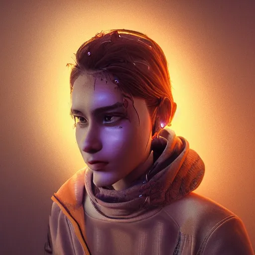 Image similar to cartoon portrait made out of rain, neon, rendered in octane, unreal engine, highly detailed, realistic, beautiful, emotional, trending on artstation