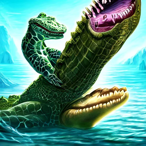 Prompt: league of legends splash art of steve irwin wrestling a crocodile. high rez. digital illusion. digital art. 4 k.