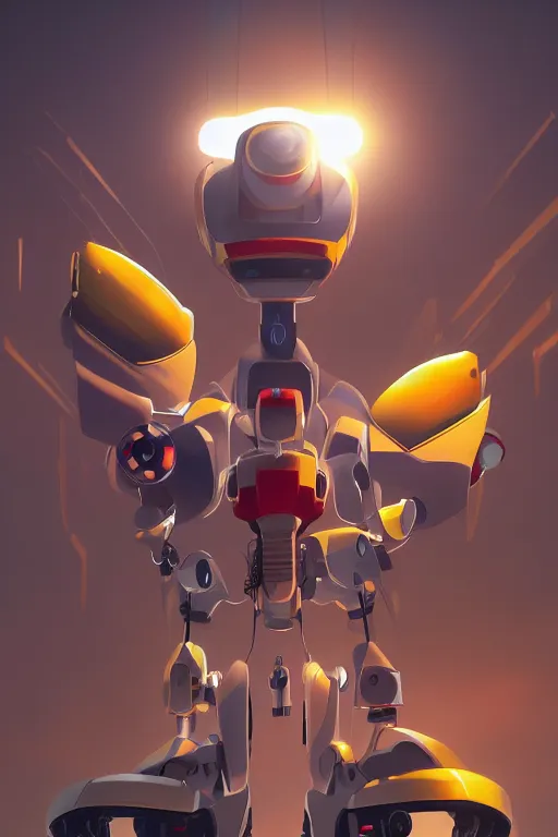 Image similar to metabots medabots medarotto medarot robot minimalist comics, behance hd by jesper ejsing, by rhads, makoto shinkai and lois van baarle, ilya kuvshinov, rossdraws global illumination ray tracing hdr radiating a glowing aura