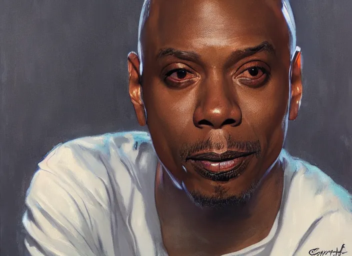 Image similar to a highly detailed beautiful portrait of [ robot ] dave chappelle by gregory manchess, james gurney, james jean