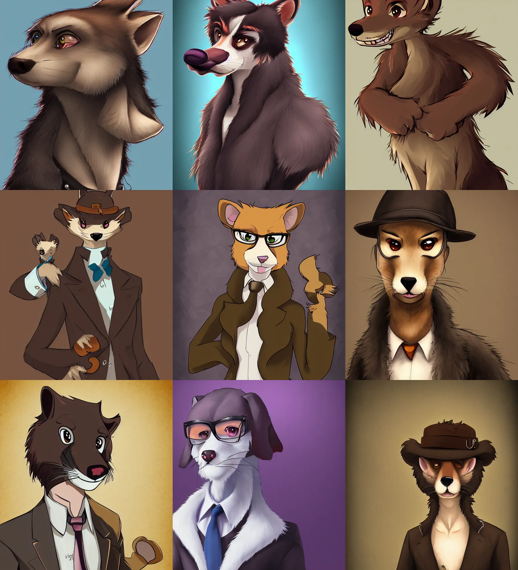 Image similar to furry - weasel - detective - fursona uhd ue 5 visual novel pc game expression art portrait