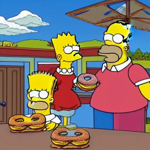 Image similar to homer simpson drooling at the sight of a donut mountain