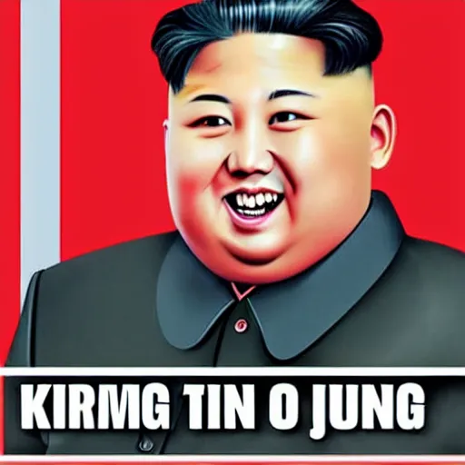 Image similar to Kim Jong Un playing ping pong and being really happy, photorealistic