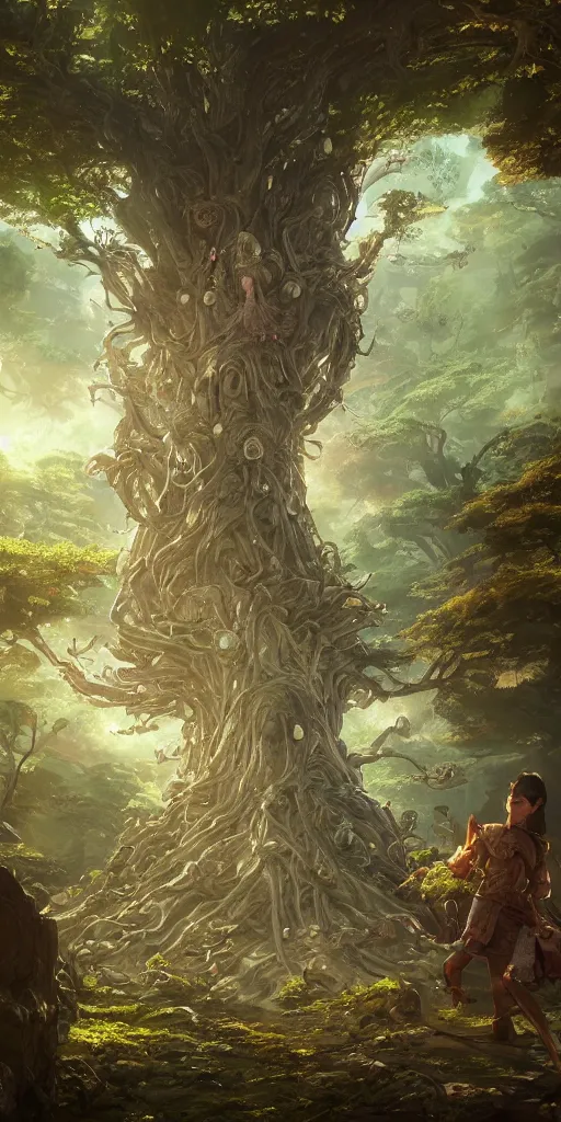 Image similar to tree of life, trending on artstation, pixiv, hyperdetailed Unreal Engine 4k 8k ultra HD, Stanley Artgerm Lau, WLOP, Rossdraws, James Jean Marc Simonetti Ruan Jia and Mandy Jurgens and Artgerm and William-Adolphe Bouguerea Sakimichan, yuru camp, illustration, digital art,