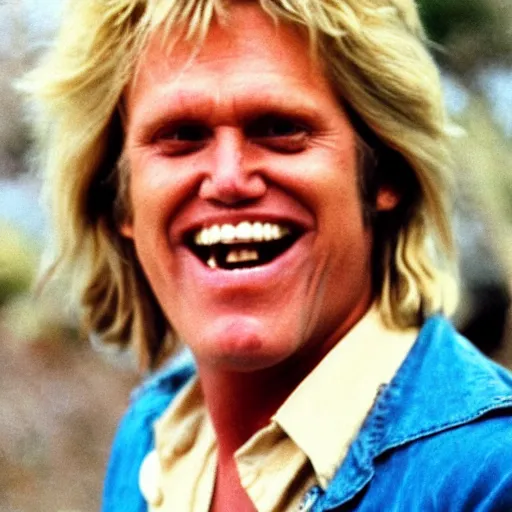 Image similar to gary busey as a hippie from the 7 0 s, photo from the 7 0 s