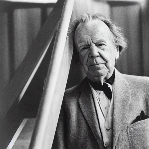 Image similar to a 3 5 mm stills portrait taken by architect frank lloyd wright