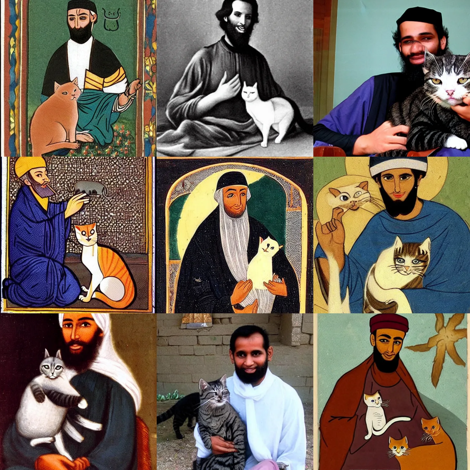 Prompt: prophet mohamed with cat