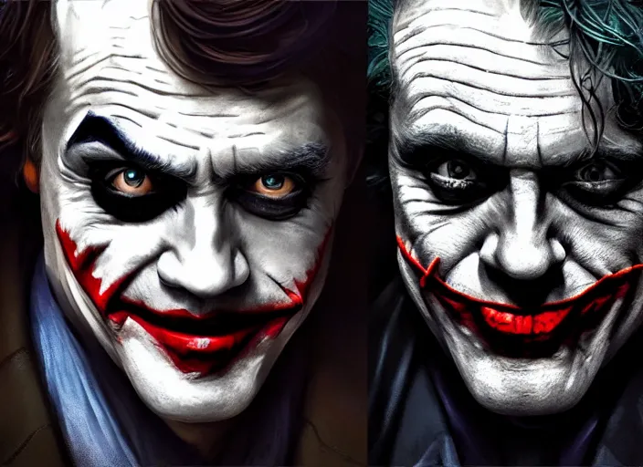 Prompt: highly detailed portrait of mark hamill as the joker, in batman comics, stephen bliss, unreal engine, fantasy art by greg rutkowski, loish, rhads, ferdinand knab, makoto shinkai and lois van baarle, ilya kuvshinov, rossdraws, tom bagshaw, global illumination, radiant light, detailed and intricate environment