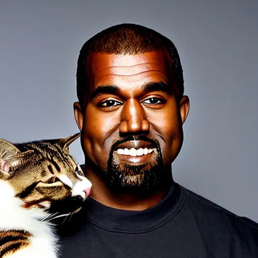 Prompt: Kanye West happy while holding a cat for a 1990s sitcom tv show, Studio Photograph, portrait, very happy C 12.0