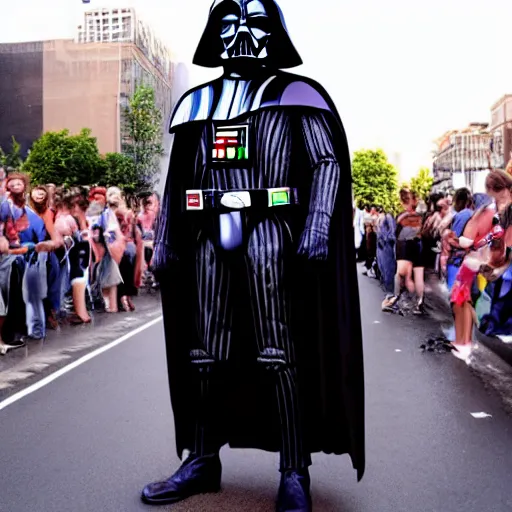 Image similar to photo of darth vader in gay pride colors