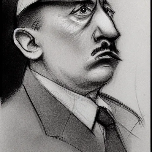 Image similar to milt kahl pencil sketch of adolf hitler