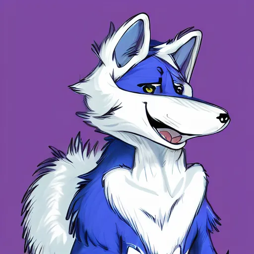 Image similar to an anthro anthropomorphic furry fursona hybrid of a blue german shepherd and a blue fox, with blue fur and blue eyes in a tee shirt, award winning digital art, trending on furaffinity, artstation, pixiv