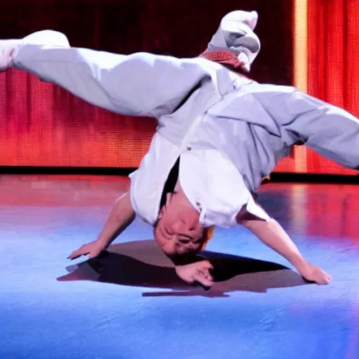 Image similar to walter white breakdancing on america's got talent
