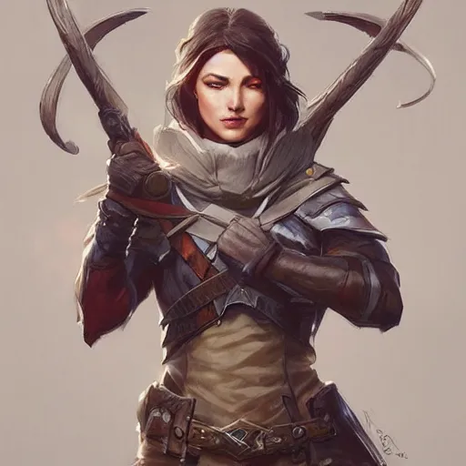 Image similar to very old female ranger, art by artgerm and greg rutkowski and magali villeneuve, d & d, fantasy, portrait, highly detailed, headshot, digital painting, trending on artstation, concept art, sharp focus, illustration