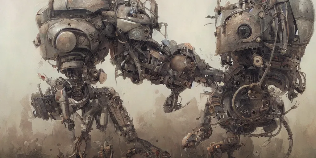 Image similar to a beautiful painting of a robot by adonna khare, trending on artstation