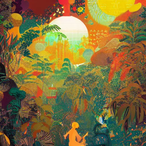 Image similar to disco diffusion painting of the jungle by victo ngai and malika favre, makoto shinkai, masterpiece, contest award winner