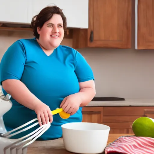 Image similar to a very obese woman doing the dishes, text your mom