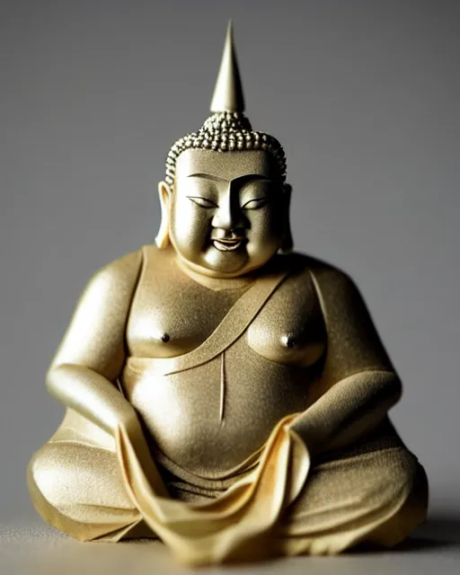 Image similar to an origami fat buddha by akira yoshizawa, realistic, very detailed, complex, intricate, studio lighting, bokeh, sigma 5 0 mm f 1. 4